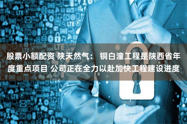 股票小额配资 陕天然气： 铜白潼工程是陕西省年度重点项目 公司正在全力以赴加快工程建设进度